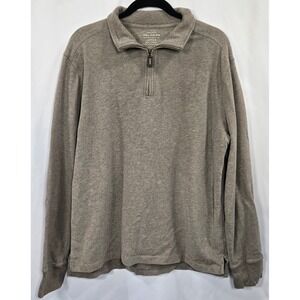 J.Crew Mens L 1/4 Zip Pullover Sueded Jersey Cotton‎ Sweater Gray Casual Classic